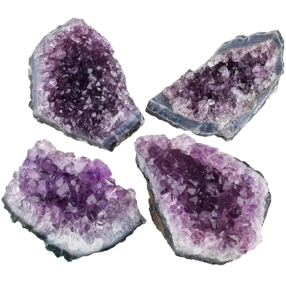 TUMBEELLUWA 1Pcs  2.95'' Natural Raw Amethyst Quartz Cluster Healing Geode Druzy Crystal Gemstone Mineral Specimen Home Decor