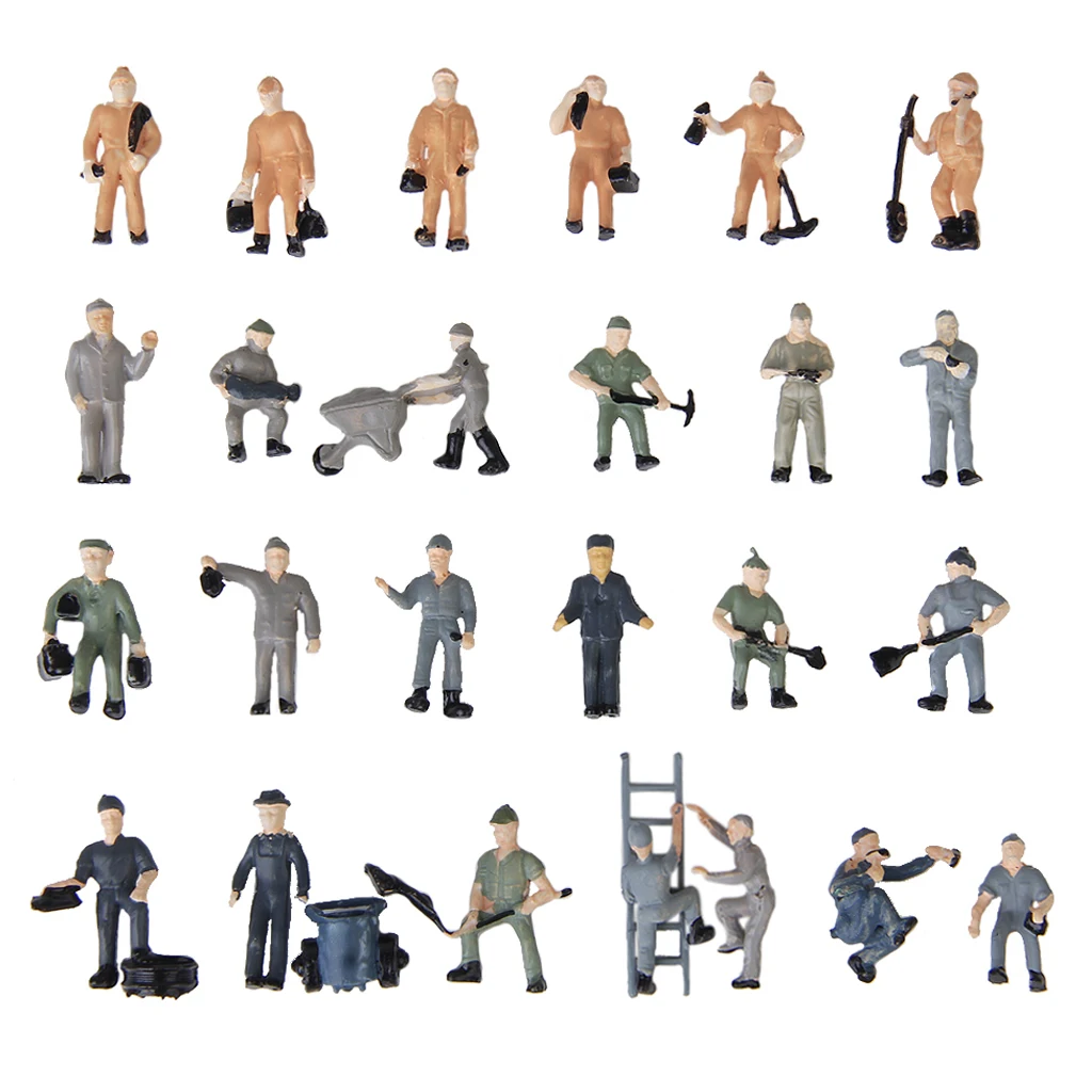 

25x 1:87 Painted Mix Model Train Railway Worker People Figures ladder bucket