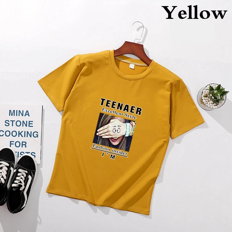 Летняя футболка с короткими рукавами Женская свободная 2019 Новая модная круглым