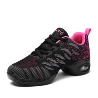 thick bottom air cushioning dance shoes women knitnig comfortable casual modern jazz sneakers girls ladies training gym shoes