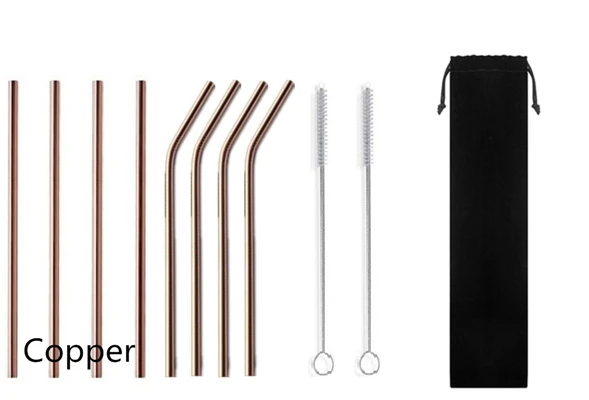 8straw 2 brush 1bag 8 шт Соломинки+ 2 шт Кисти металлическая соломинка из нержавеющей стали многоразовые трубочки для пива фруктовый сок напиток - Цвет: 8straw 2 brush 1bag