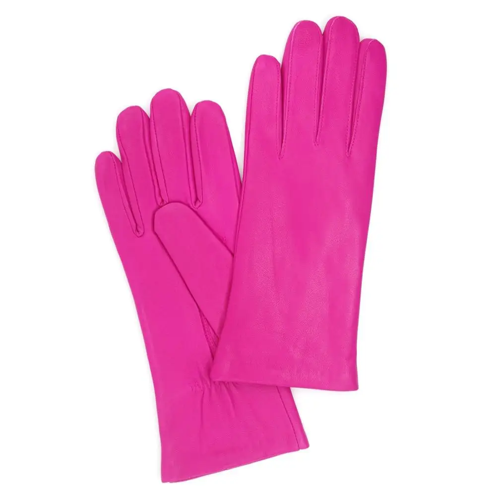 Fuchsia Harssidanzar женские Роскошные итальянские кожаные перчатки с кашемировой подкладкой в винтажном стиле - Цвет: Fuchsia