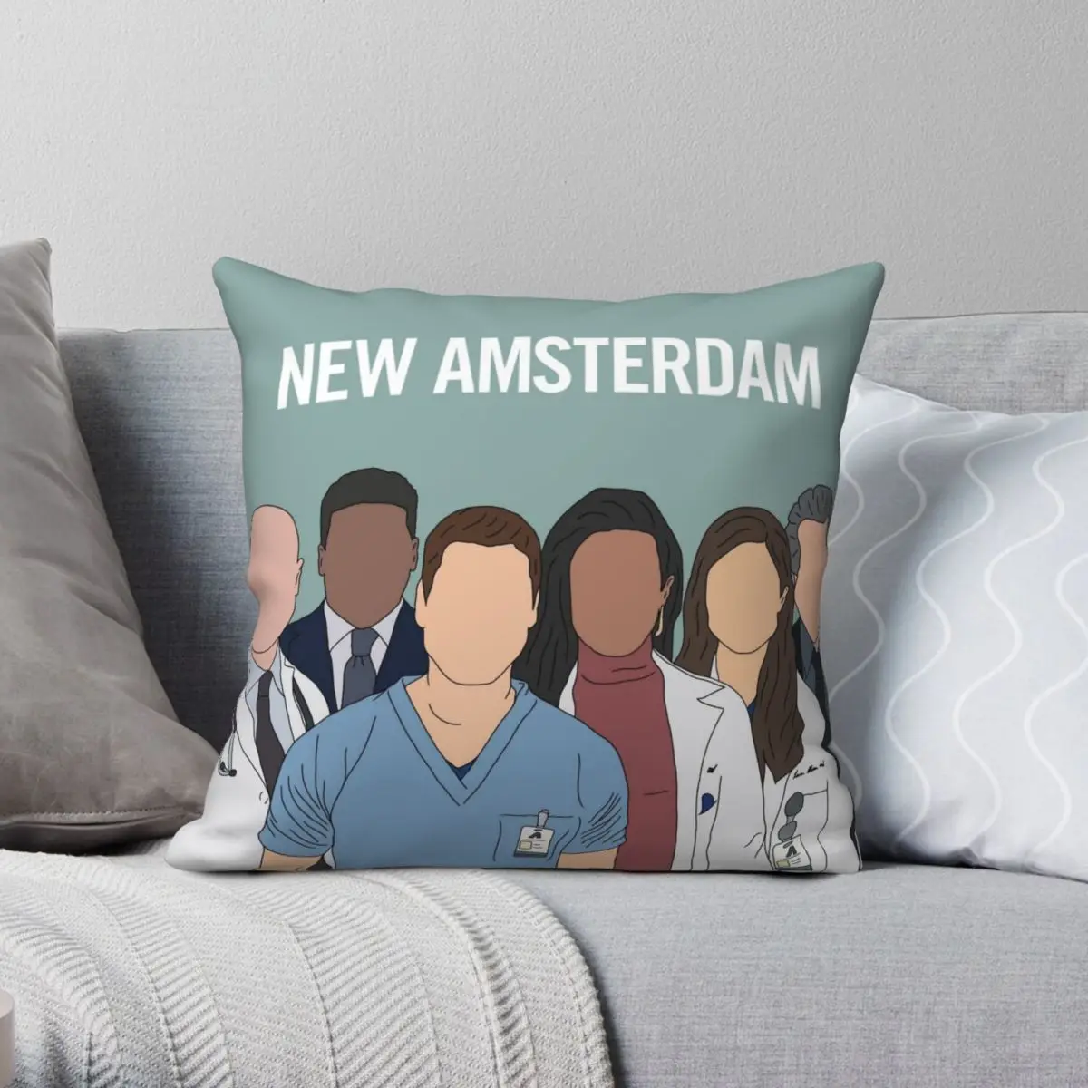 

New Amsterdam Cast Square Pillowcase Polyester Linen Velvet Creative Zip Decor Pillow Case Bed Cushion Cover 18"