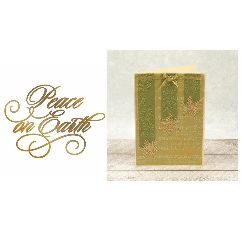 Горячая фольга Peace On Earth copperplate проблеск фраза слово для DIY Скрапбукинг Новый 2019