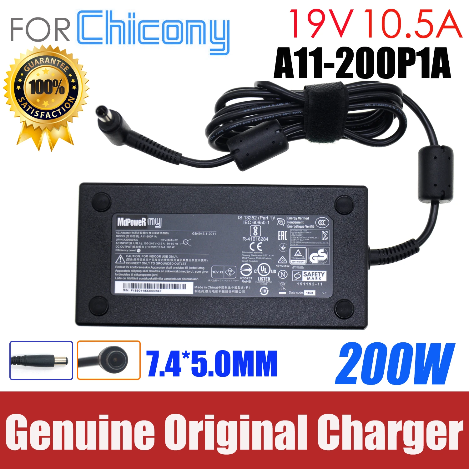 

Genuine CHICONY A11-200P1A A200A009L 19v 10.5A 200W ac adapter for MSI GL73 8RD-421US 8RD 282 GAMING GTX 1050 TI power charger