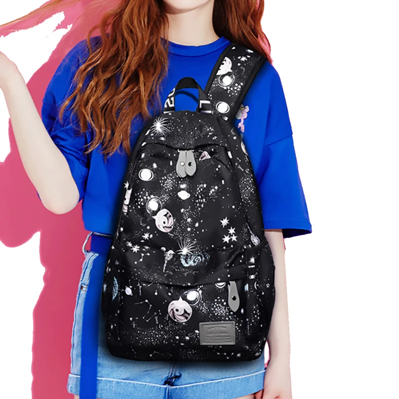 Модный женский рюкзак с звездным узором вместительный школьный ранец для