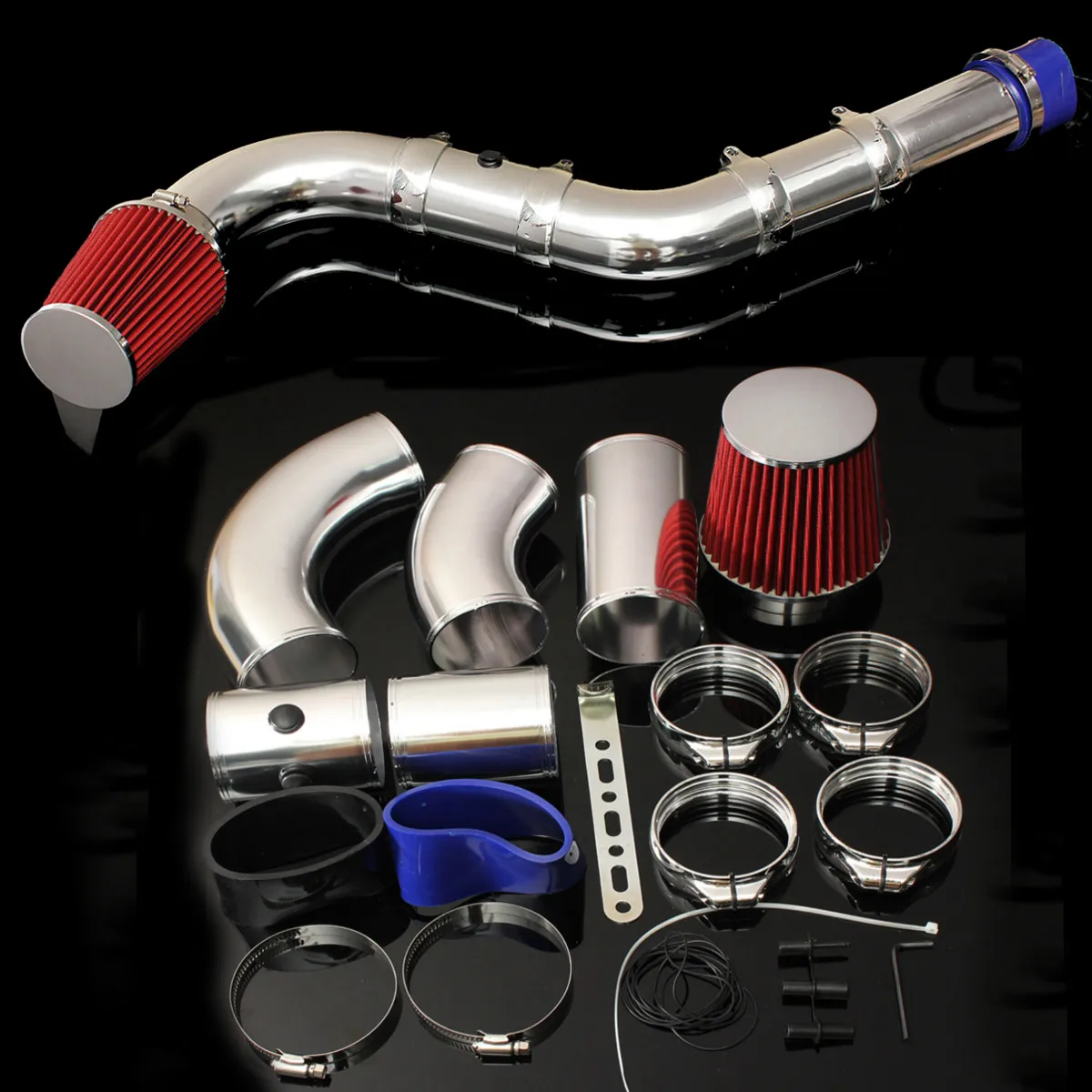 

2023 1Set 3 Inch Universal Car Five Part Racing Direct Air Filter Injection Intake Kit System Performance Cold Induction Air