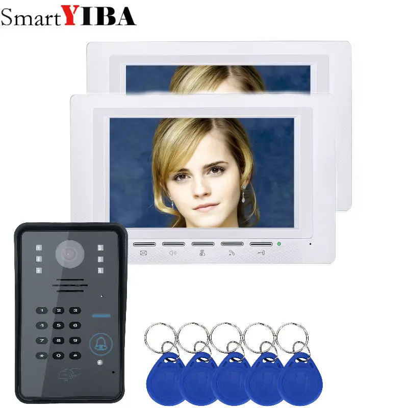 SmartYIBA 7 дюймов Домашняя безопасность видео дверной звонок номер код Rfid домофон дверной звонок ИК-камера Проводная видео дверь входная система вызова