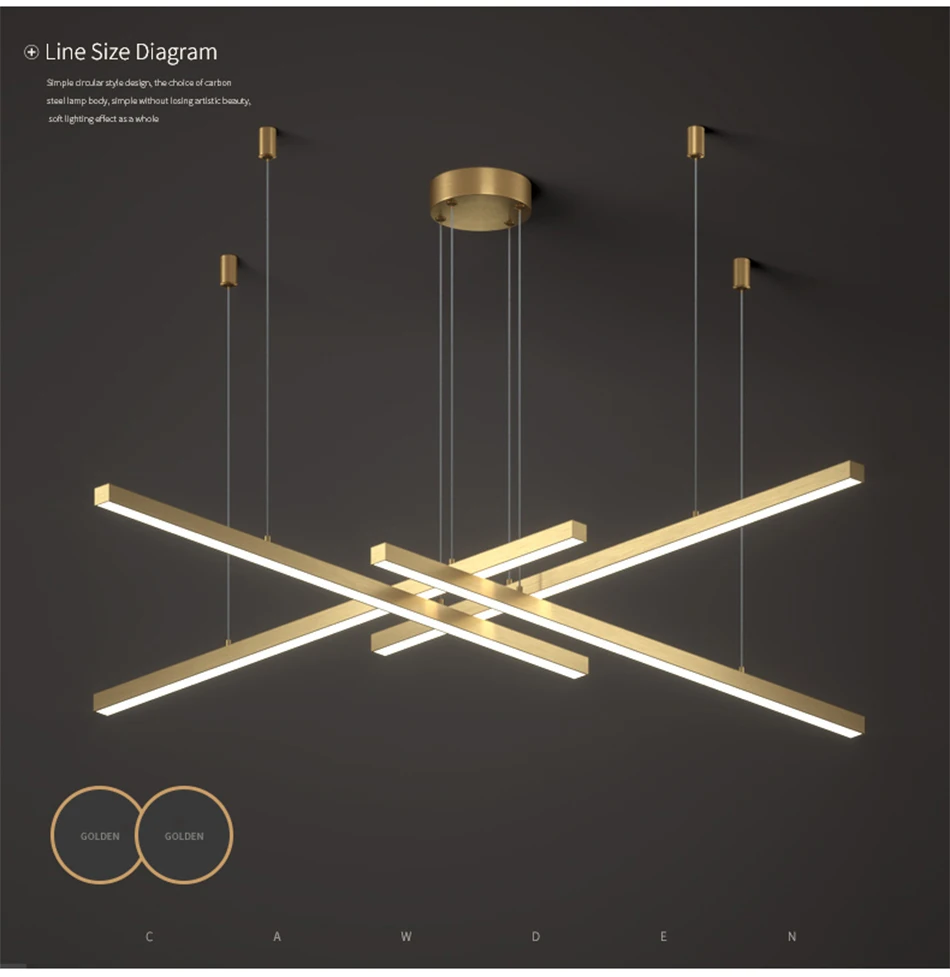 New Modern LED Chandelier Lighting Brief Gold Home Decoration Hanglamp Living Dining Room Light Fixtures Kitchen Island Lamp