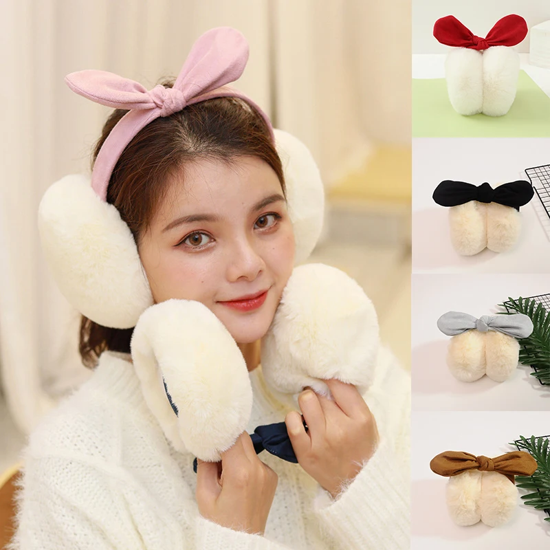 Женские плюшевые наушники для девочек Милые зимние теплые детей Утолщенные с