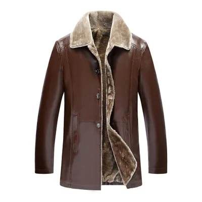 

Мужские кожаные куртки Cozy HotMen, Классическая мотоциклетная ковбойская куртка, мужские бархатные повседневные пальто, теплая брендовая одеж...