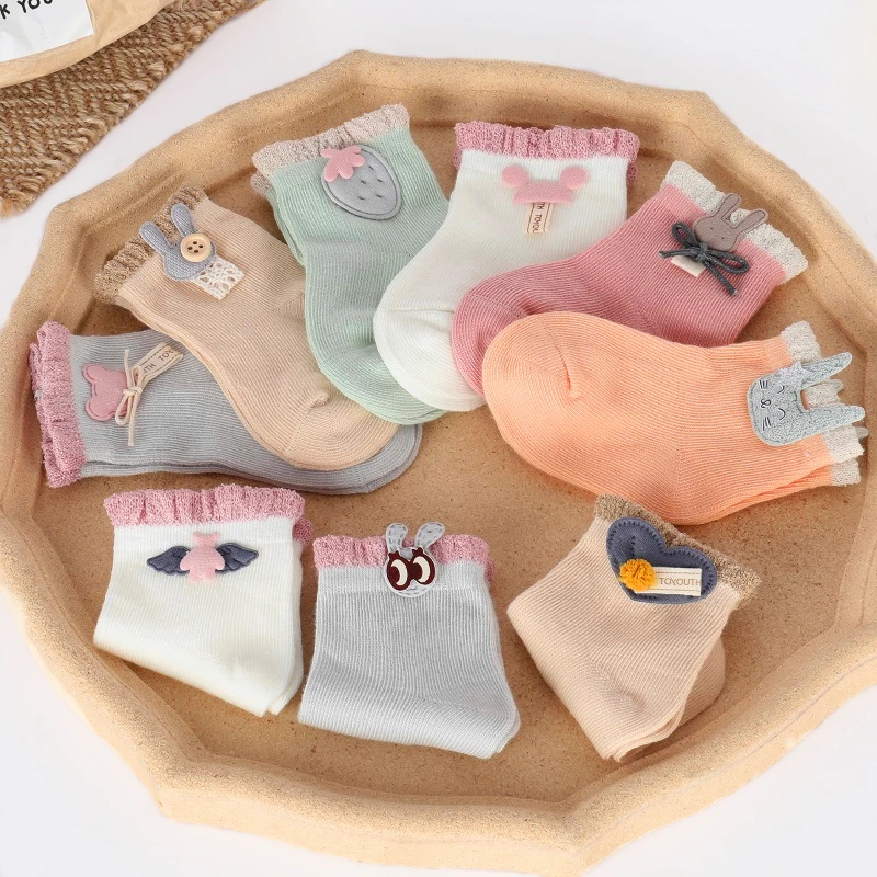 Baby Socks Cotton Socks Girls Boys Newborn Socks Cartoon Decoration Boneless Suture Children Infant Socks Baby Clothing