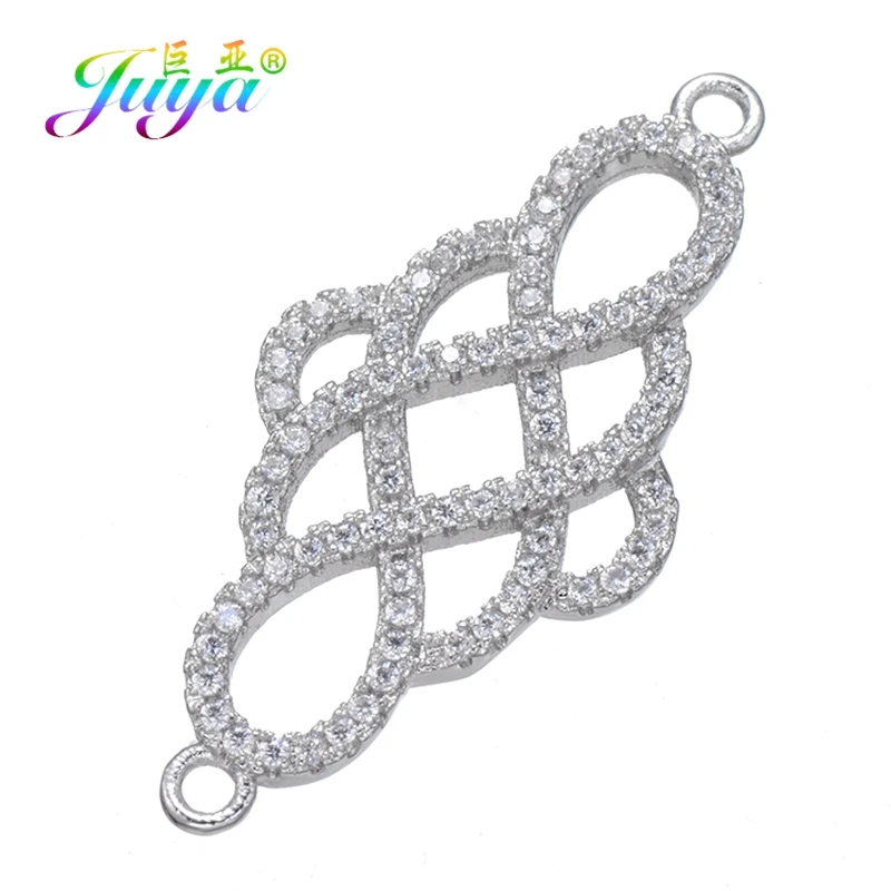 Juya DIY браслет фурнитура поставки золото/серебро Бесконечность Шарм соединители аксессуары для женщин браслет ожерелье серьги изготовление - Цвет: White Gold