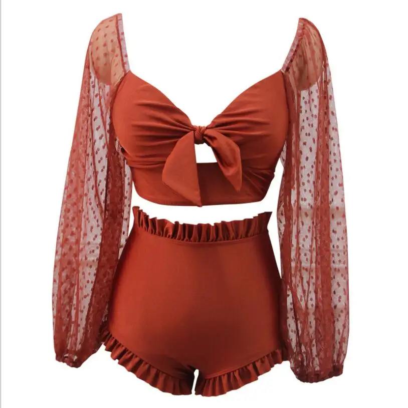 Женское бикини с длинным рукавом комплект из двух предметов купальник танкини