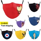 Маска детская многоразовая с мультяшным принтом, тканевая модная на половину лица, защита от пыли и ветра