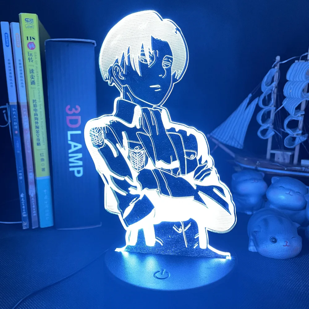 

Acrylic Table Lamp Anime Attack on Titan for Home Room Decor Light Cool Kid Child Gift Captain Levi Ackerman Figure Night Light
