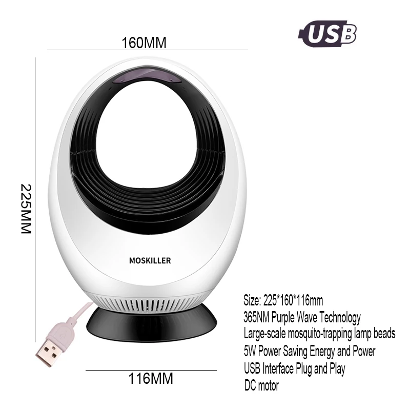 

Mosquito killer Lamp USB LED Light Electric Photocatalysis Mute Home LED Bug Zapper Insects Trap Radiationless New Design