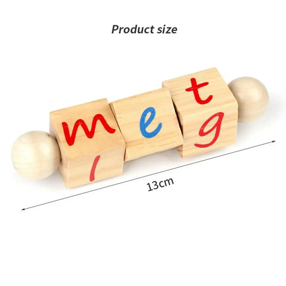 

Wooden Spelling Toy Flash Card Short Vowel Turning Rods Puzzle For Kids Baby Early Learning & Educational Puzzle Classic Toys