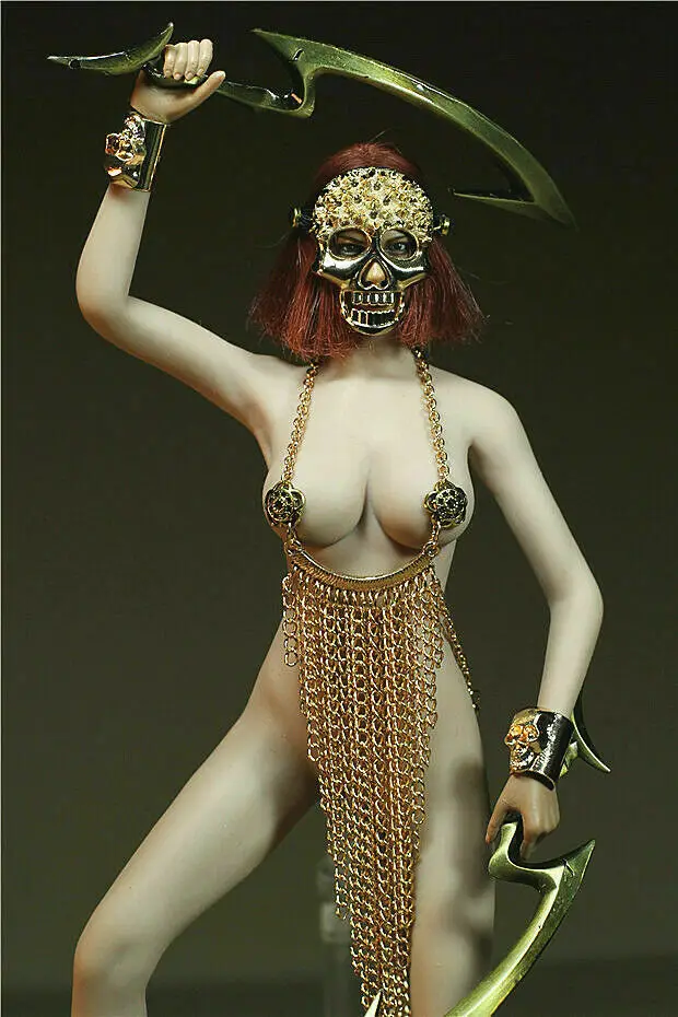 

1/6 Women Golden Skull Mask Skirt Dress Accessory Model Hot Custom for 12" Female Action Figure Body