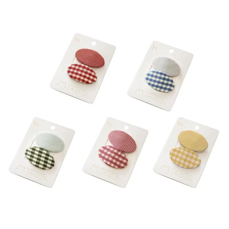 

1 Pair Woman Hair Clips Candy Color Plaid Hairpins Hair Accessories Girls Geometric Hairpins Fashion Woman Hairpins Headwear