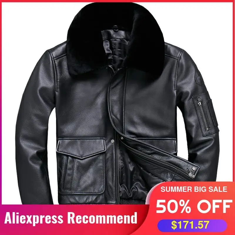 Мужская кожаная куртка-пилот USAF черная авиационная куртка из натуральной