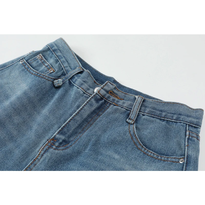 Винтажный дизайн с замком типа &quotмолния&quot Пестрое джинсы для женщин высокой