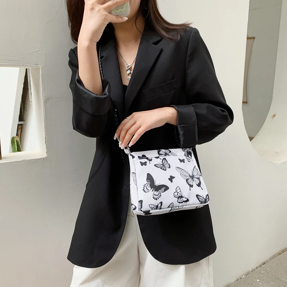 

Retro Women Butterfly Bag Plaid Pattern Shoulder Messenger Ladies Small Handbags Vintage Underarm Top Mini Handle Bag