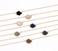 2019 new fashion christmas gift five sides geometric resin plated druzy pendant necklace for women
