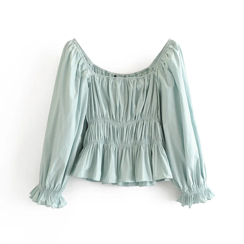 Женская плиссированная блузка повседневная с лепестками длинным рукавом модные