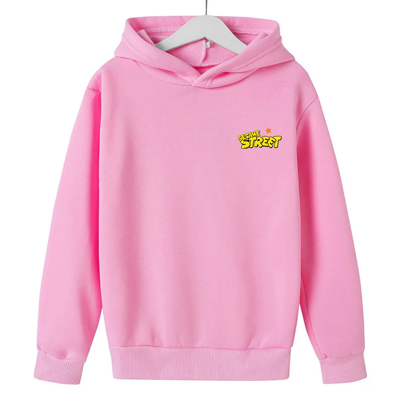 

2022 New Cartoon Sesame Street Print Hooded Children Sweatshirt Baby Boys Clothes Hoodies Pullover Girls Cotton Coat Tracksuits