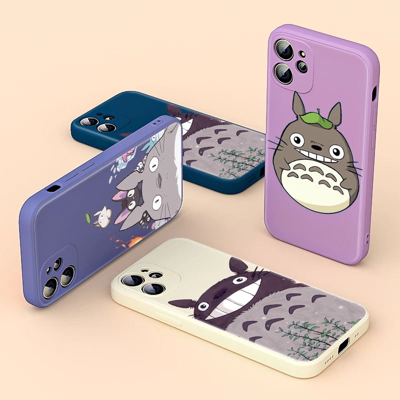 

Liquid Silicone Soft Cover My Neighbor Totoro cartoon For Apple iPhone 13 12 mini 11 8 7 6 XS XR SE 2020 Pro Max Plus Phone Case