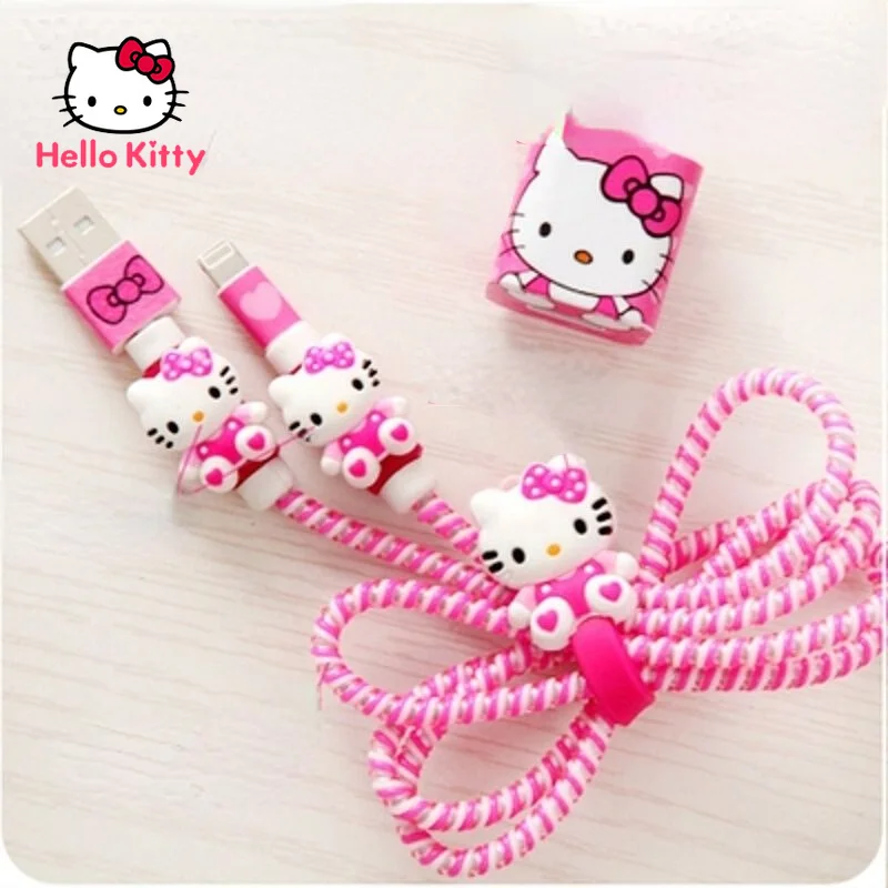 

Hello Kitty Cartoon Headset Data Cable Protective Sleeve Apple Mobile Phone Charger Winding Anti-breaking Protection Rope