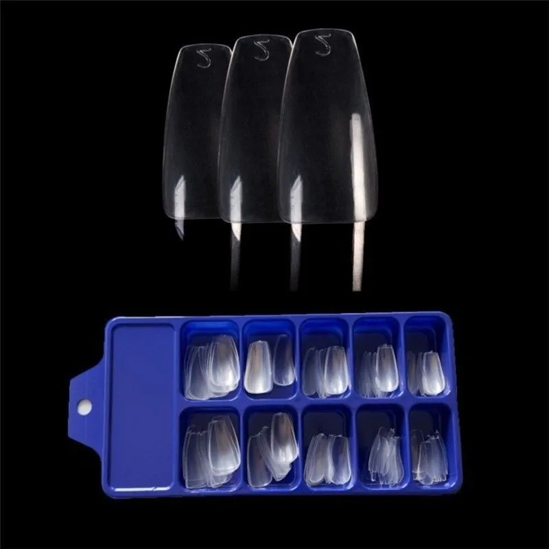 В коробке 100 шт. полукончики прозрачные накладные ногти французский акриловый ABS