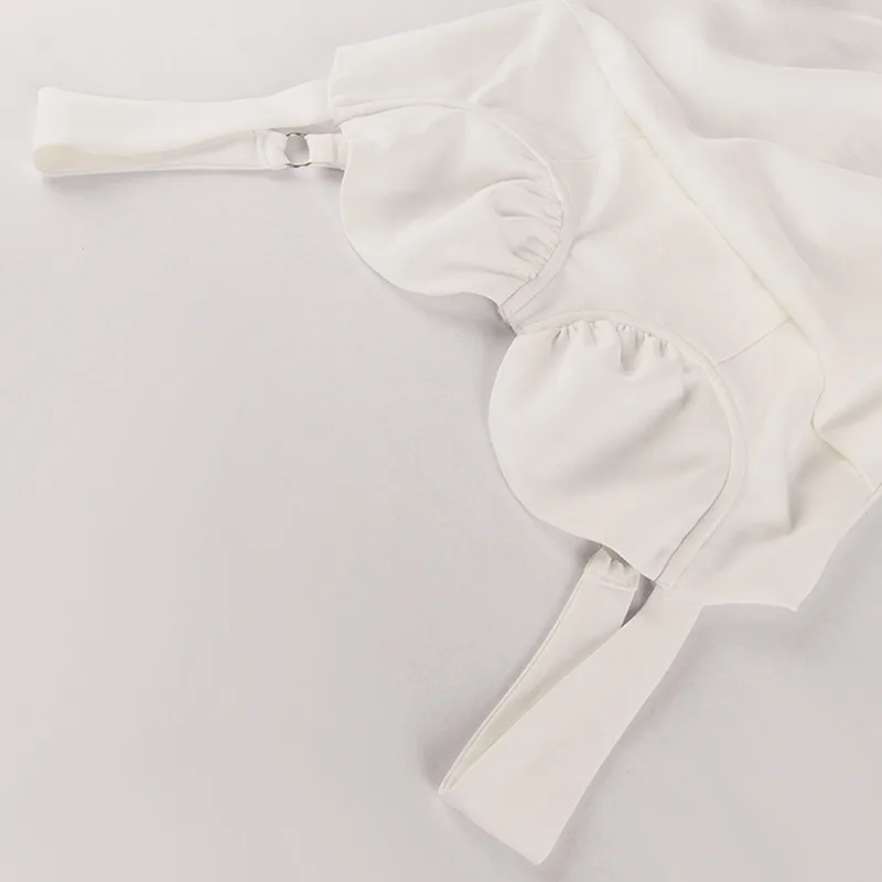 

2021 Summer New Women's Sexy Fashion Solid Color Folds Irregular Suspender Skirt Dress Bridesmaid Dress Willon White Dress