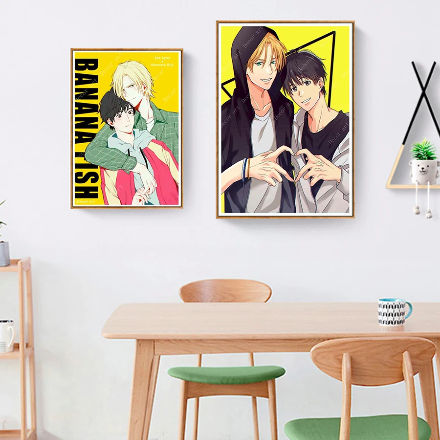 

Banana Fish Ash Lynx Boys Japan Anime Cartoon Canvas Painting Wall Picture Kraft Poster Coated Wall Stickers Home Decor Gift