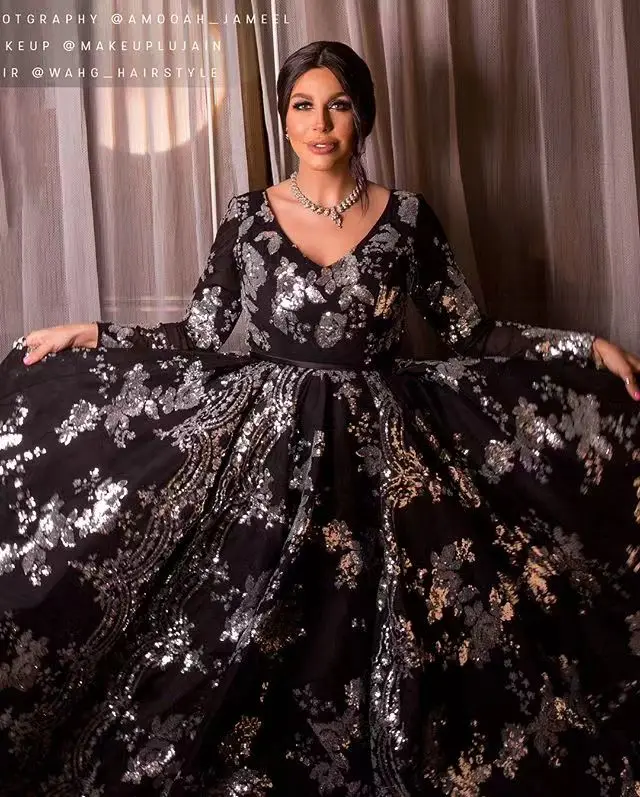 Женские туфли расшитые блестками длинное модное сексуальное платье с v образным