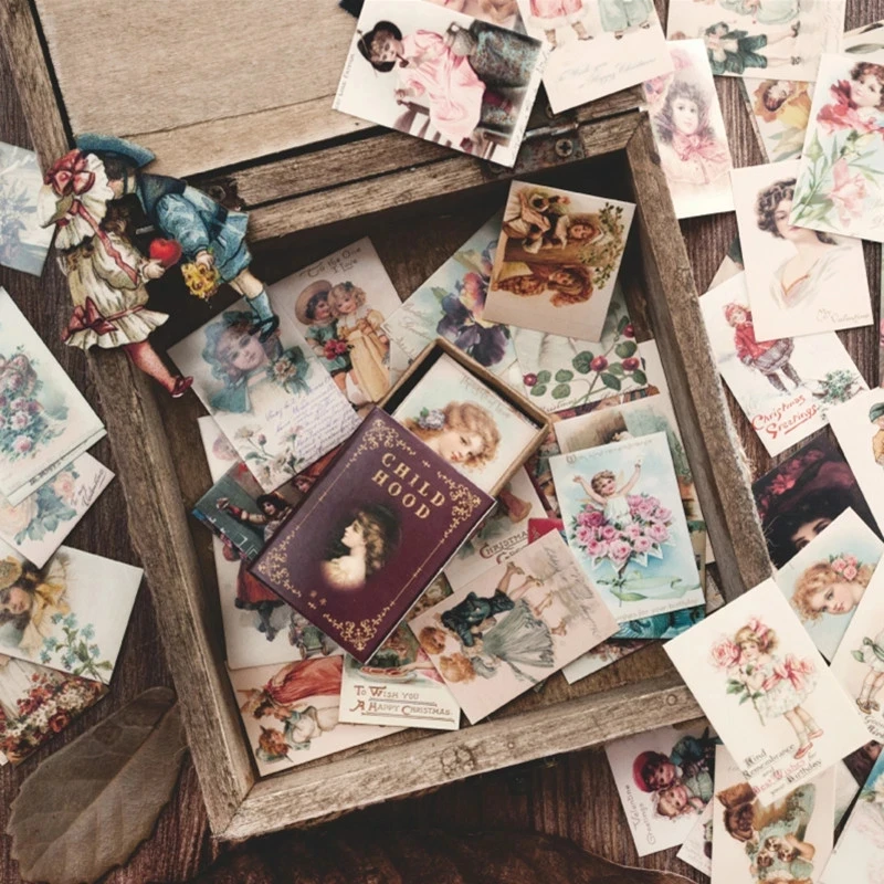 

100pcs/box Vintage Story Kraft Paper Cute Diary Scrapbooking DIY Card Making Bullet Journaling Accessories LOMO Cards Memo Pad