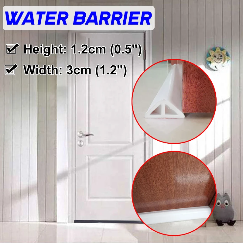 

12MM Hight Silicone Water Stopper Bendable Kitchen Countertop Water Retaining Strip Bathroom Shower Threshold Water Dam Barrier