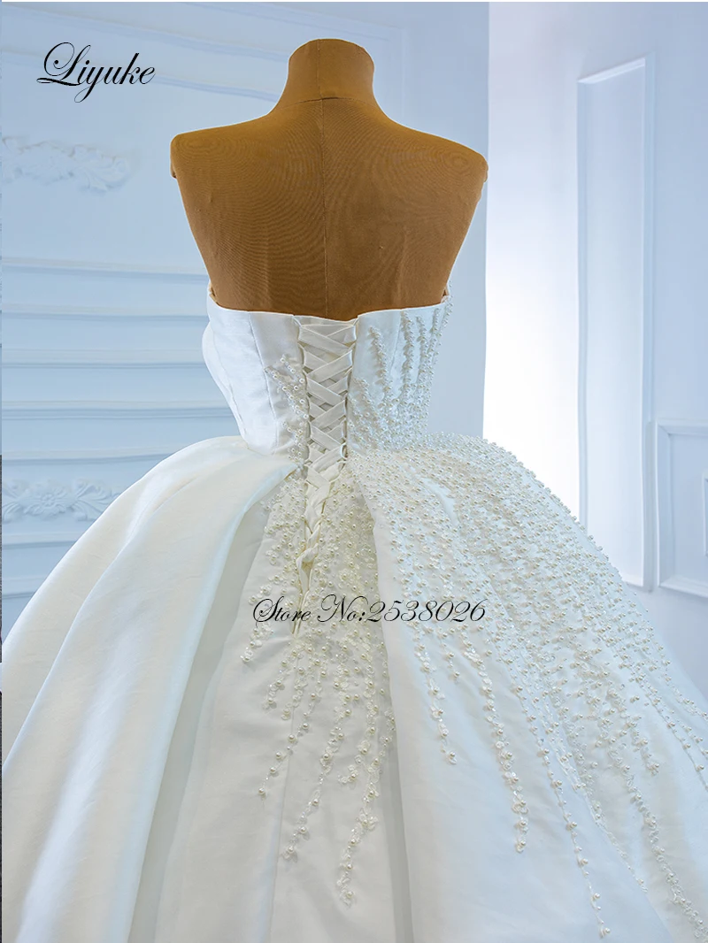 Liyuke изысканное бальное платье без рукавов с вырезом лодочкой свадебное