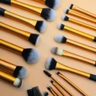 Sedona удивительный набор золотых кистей для макияжа с мягкими густыми синтетическими волосами высококачественный алюминиевый наконечник и пластиковая ручка