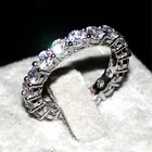 Роскошные ювелирные изделия бренд 925 Серебро Проложить установка полный AAAAA Циркон вечность браслет обручальные свадебные каменные кольца