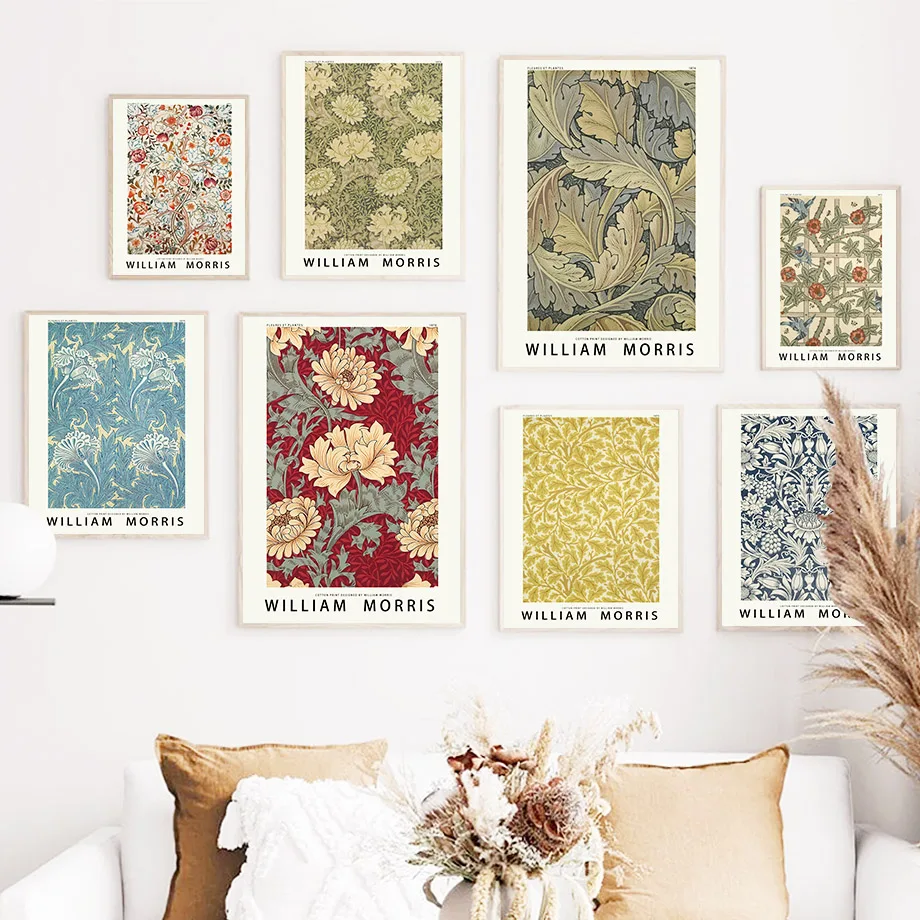 

Abstract William Morris Flower Leaf Bird Wall Art Canvas Painting Nordic Posters And Prints Wall Pictures For Living Room Decor