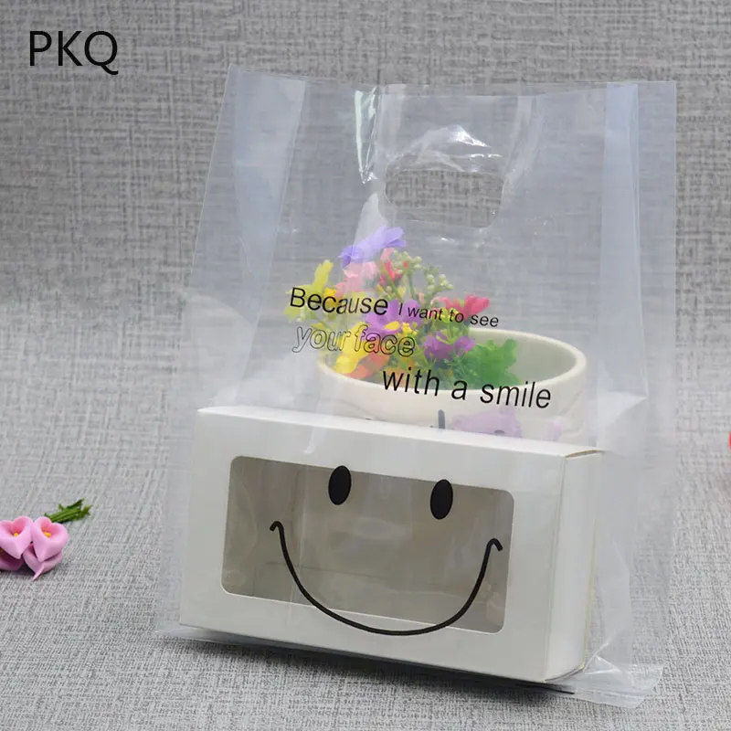 Прозрачный пластиковый пакет с ручками 50 шт. пластиковые пакеты для упаковки