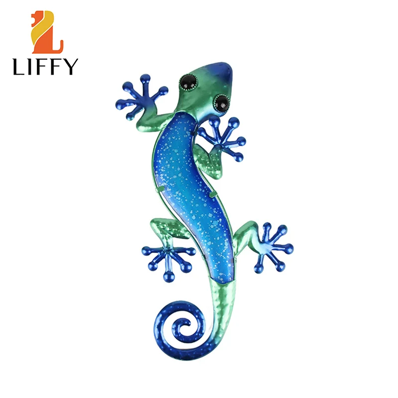 

Металлическая Настенная картина Gecko со стеклом для украшения сада, внешняя фотография, Миниатюрные аксессуары, скульптуры для двора