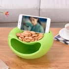 Миска для закусок Lazy, двухслойная стандартная пластиковая миска, миска для фруктов с держателем коробка для хранения еды для перекуса, артефакт, миска для конфет