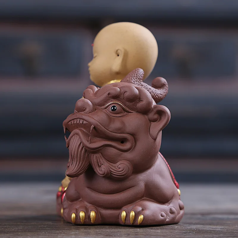 Китайский статуя будды фиолетовый песок ручной резной гуаньинь аксессуары для