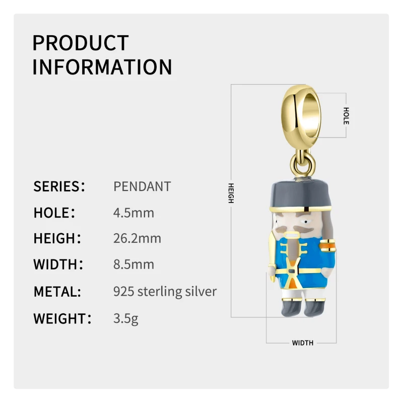 Кузнечная гвардия с мечом: кулон из серебра 925 пробы с позолотой и эмалью для женщин, подходит для оригинальных дизайнерских браслетов.
