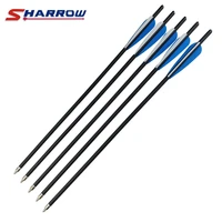 sharrow 6 pcs crossbow arrows 18 20 22 crossbow carbon arrow 2 blue 1 white feather hunting crossbow bolt arrow