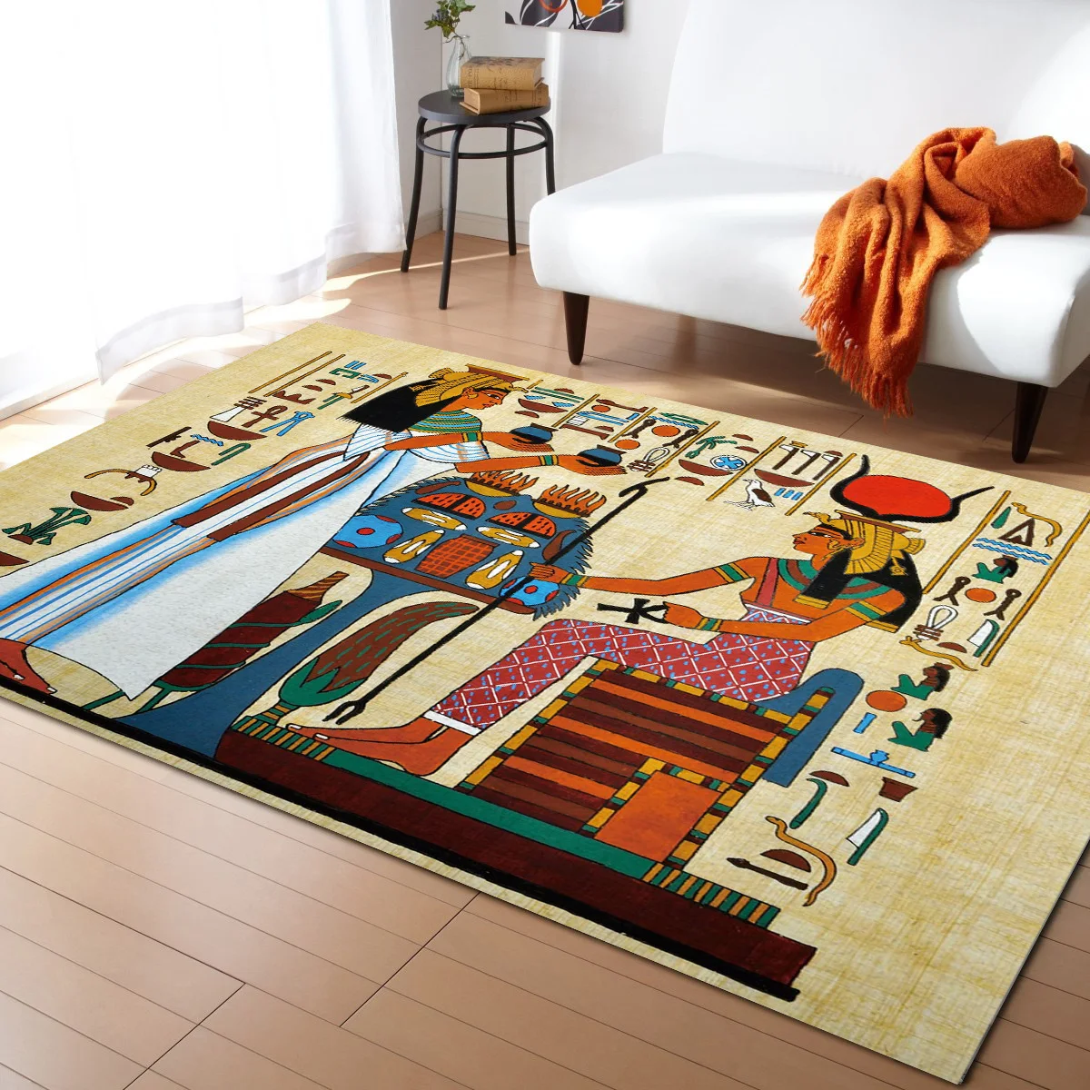 

Ancient Egyptian Papyrus Pattern Carpets for Living Room Bedroom Area Rug Kids Room Play Mat 3D Printed Home Large Carpet