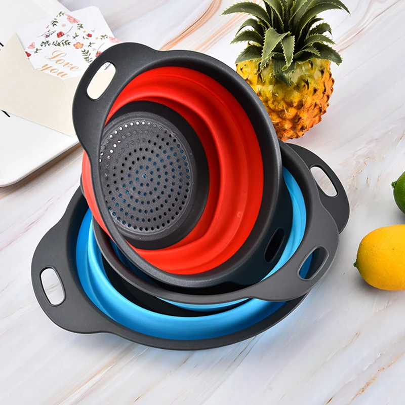 

Drainage Organizer Veggie Holder Folding Leaching Basket Kitchen Plastic Sink Filter Water Leak Vegetable Fruit Drain Storage